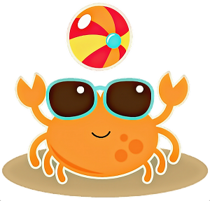 a summer crab with beachball